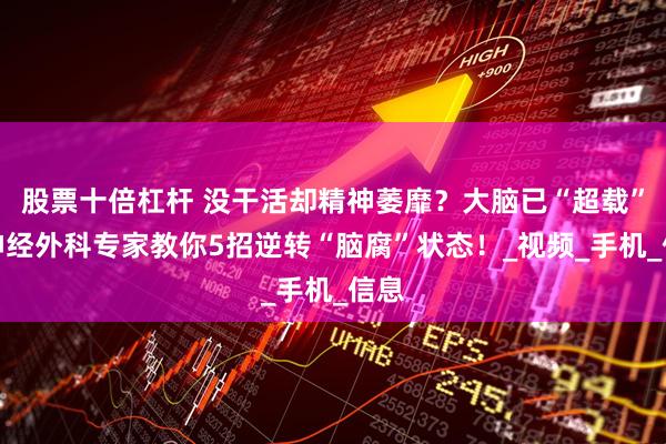 股票十倍杠杆 没干活却精神萎靡？大脑已“超载”，神经外科专家教你5招逆转“脑腐”状态！_视频_手机_信息