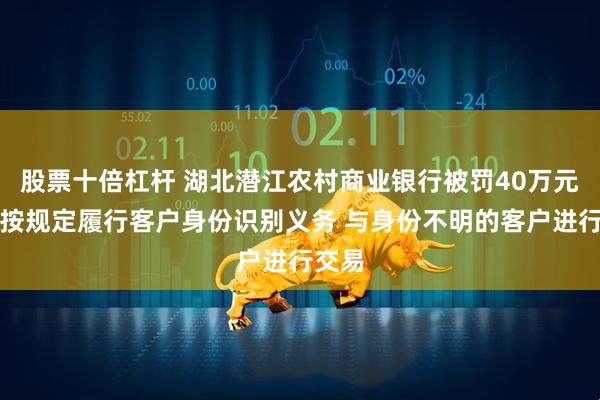 股票十倍杠杆 湖北潜江农村商业银行被罚40万元：未按规定履行客户身份识别义务 与身份不明的客户进行交易
