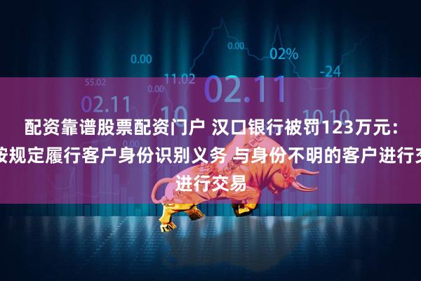 配资靠谱股票配资门户 汉口银行被罚123万元：未按规定履行客户身份识别义务 与身份不明的客户进行交易